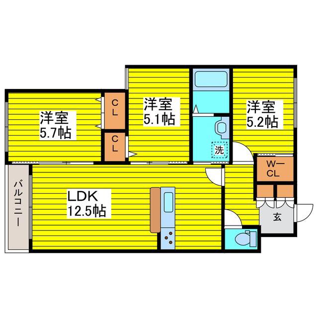 LORANGEオランジュ(3LDK/3階)の間取り写真