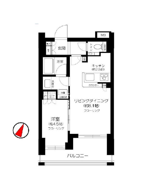 クラッシィスイート赤坂(1LDK/3階)の間取り写真