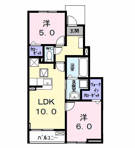 カーサみやびVIII(2LDK/1階)の間取り写真
