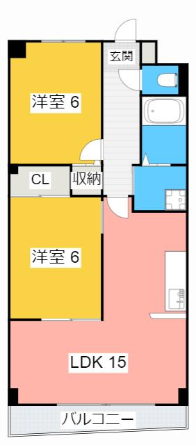 プリミエールTADO(2LDK/4階)の間取り写真