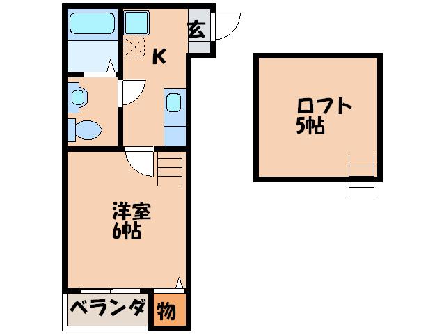 シュールメゾン(1K/2階)の間取り写真