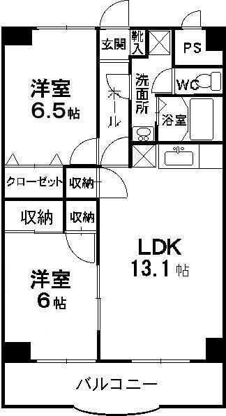 フォリストシティヒルズミナミ(2LDK/2階)の間取り写真