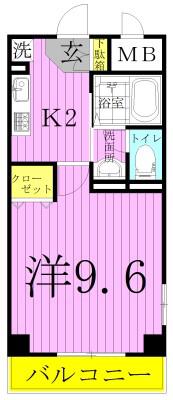 ラティニア(1K/6階)の間取り写真