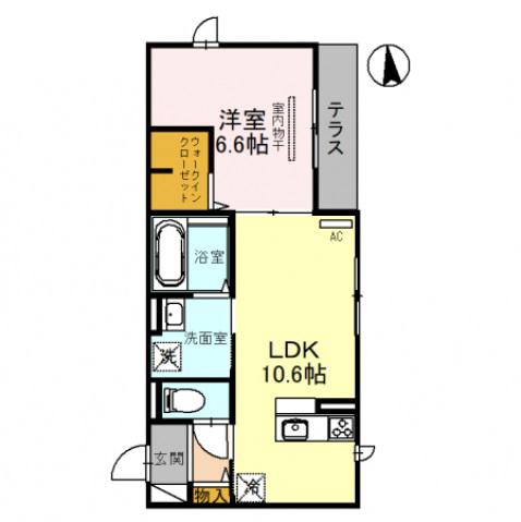 エクレール東太子(1LDK/1階)の間取り写真