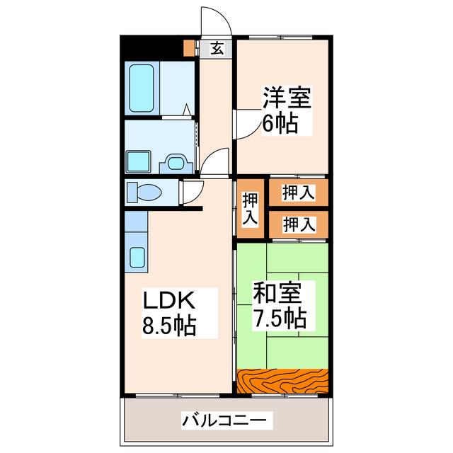 KOSEマンション(2LDK/3階)の間取り写真