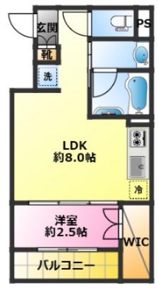 リルシア武蔵中原(1DK/3階)の間取り写真