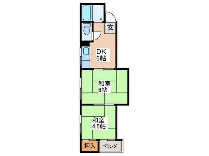 ジュネスあびこ(2DK/3階)の間取り写真