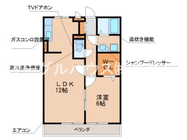 セイシェル・大山B(1LDK/1階)の間取り写真