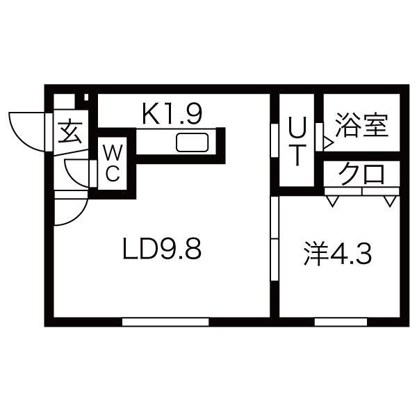 TRENTADUE(1LDK/2階)の間取り写真