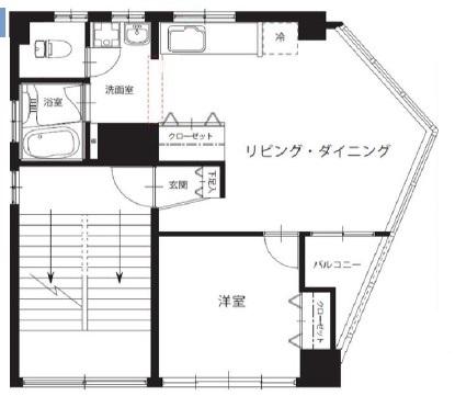 海老ビル(1LDK/6階)の間取り写真