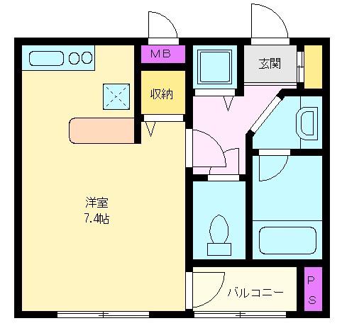 アフルエンス(1K/2階)の間取り写真