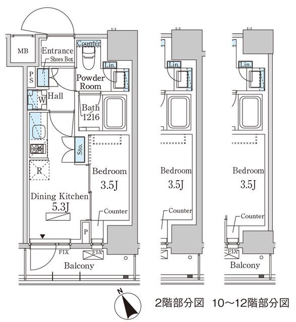 パークアクシス日本橋茅場町ステーションゲート(1DK/10階)の間取り写真