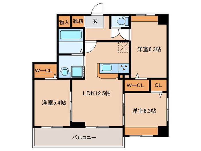F・STAGE折尾(3LDK/4階)の間取り写真