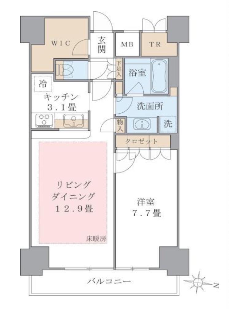 ブリリアイスト東雲キャナルコート(1LDK/7階)の間取り写真