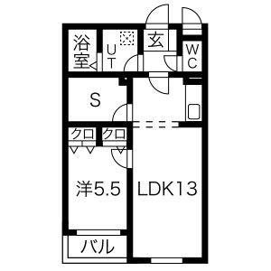 メリディアンなないろの里 四番館(1SLDK/5階)の間取り写真
