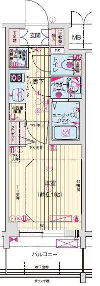 プレサンス丸の内城雅(1K/6階)の間取り写真