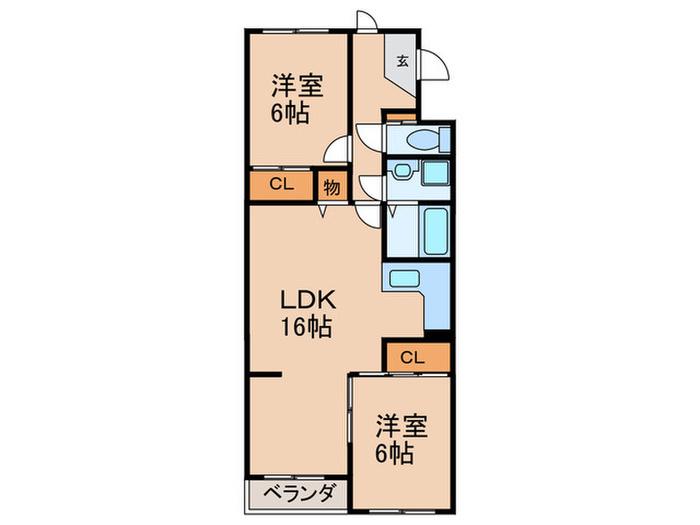 レジデンス高社(2LDK/2階)の間取り写真