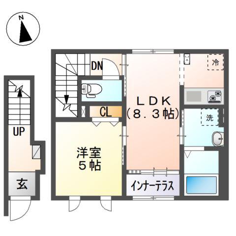 プティ・マタン(1LDK/2階)の間取り写真