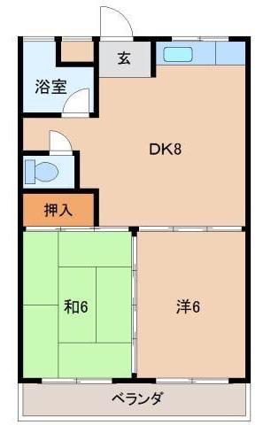 ローズハイツ松島(2DK/3階)の間取り写真
