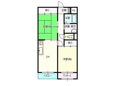 マンションリバーポート(2DK/4階)の間取り写真