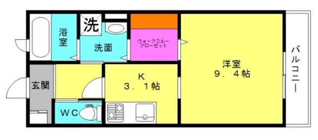 ルミエール野添(1K/2階)の間取り写真