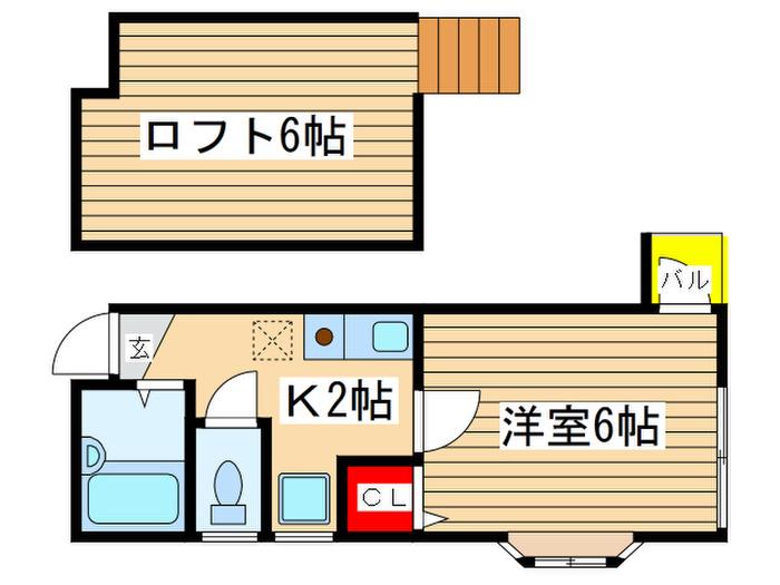 サクスィード(1K/2階)の間取り写真