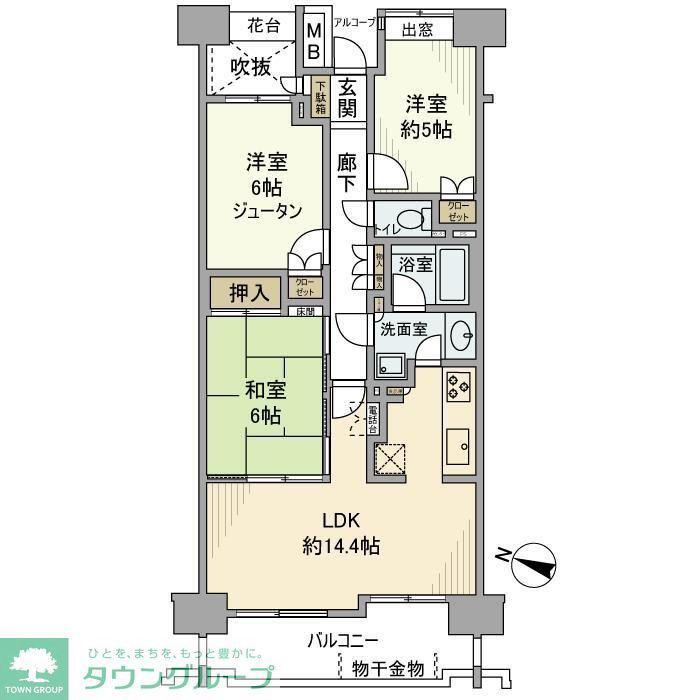 ヒルズシンフォニア北浦和(3LDK/5階)の間取り写真