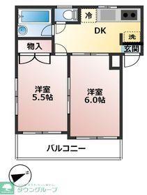 くすのき台マンション(2DK/3階)の間取り写真
