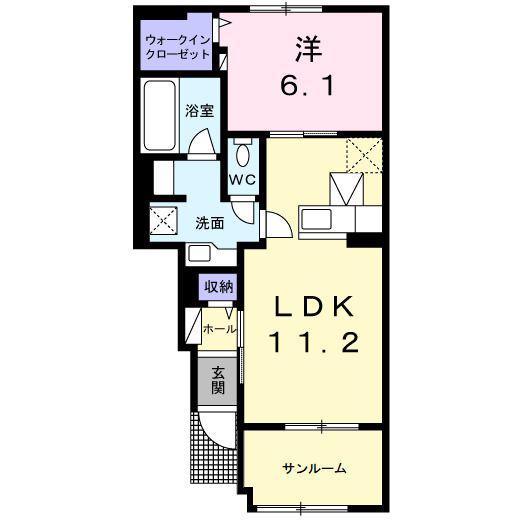 エスペランサI(1LDK/1階)の間取り写真