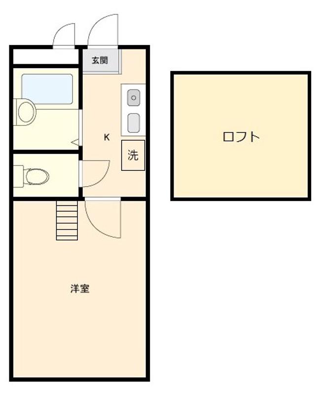 ヴィラ相模原(1K/1階)の間取り写真