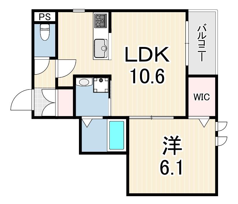 トレーノ加古川(1LDK/3階)の間取り写真