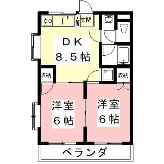メゾン新明(2DK/2階)の間取り写真