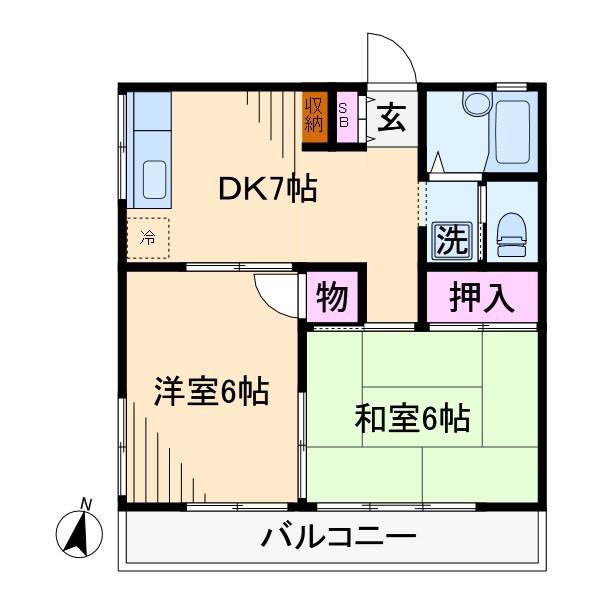 サンレジデンス(2DK/2階)の間取り写真