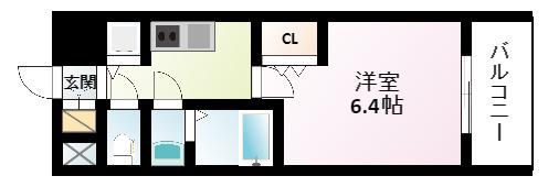 S-RESIDENCE江坂(1K/14階)の間取り写真