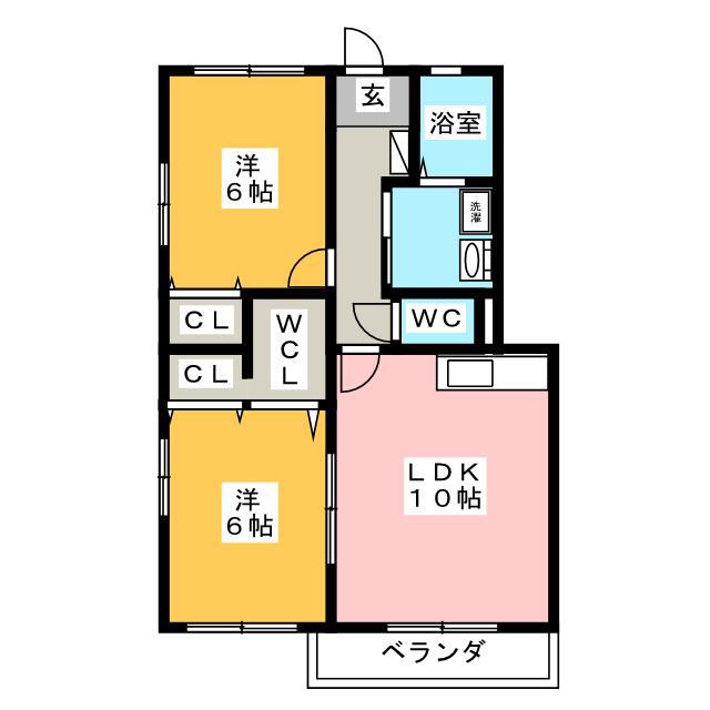 パルメゾン飯泉B(2LDK/1階)の間取り写真