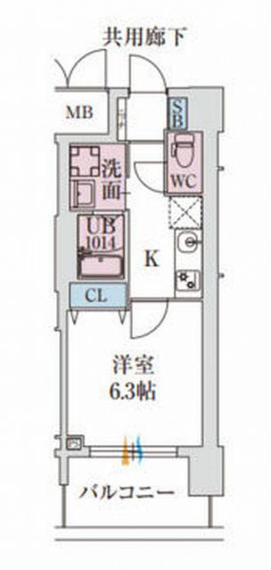 スプランディッド堺東DUE(1K/15階)の間取り写真