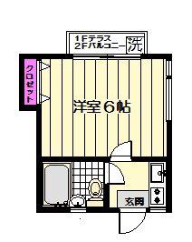 フラット高円寺南4(1K/1階)の間取り写真