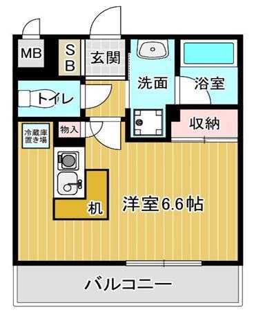 ノーブル参番館(ワンルーム/1階)の間取り写真