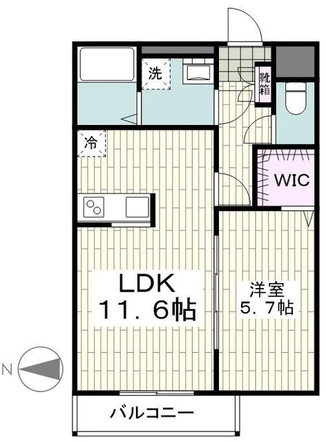 クレール相沢(1LDK/2階)の間取り写真