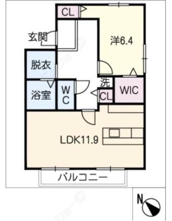 ドエル3・1 2棟(1LDK/1階)の間取り写真