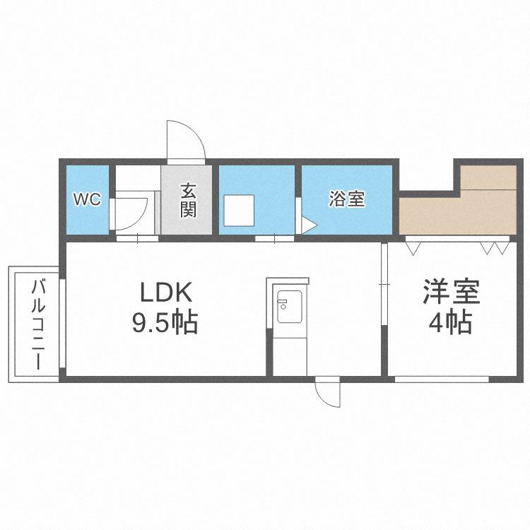 PEERSON栄通12(1LDK/3階)の間取り写真
