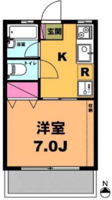 Tマンション4(1K/1階)の間取り写真