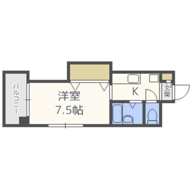 CITY SPIRE室見(1K/8階)の間取り写真
