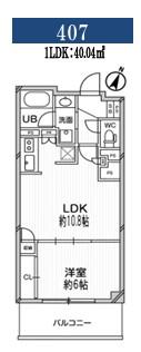 ドゥーエ大宮(1LDK/4階)の間取り写真