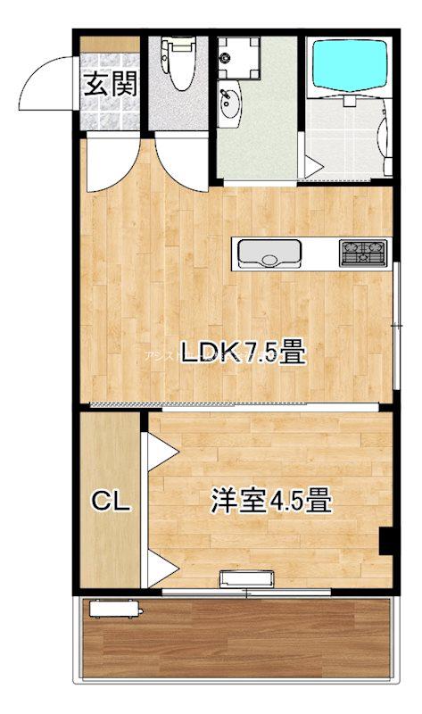 セントフェリオ堺(1LDK/1階)の間取り写真
