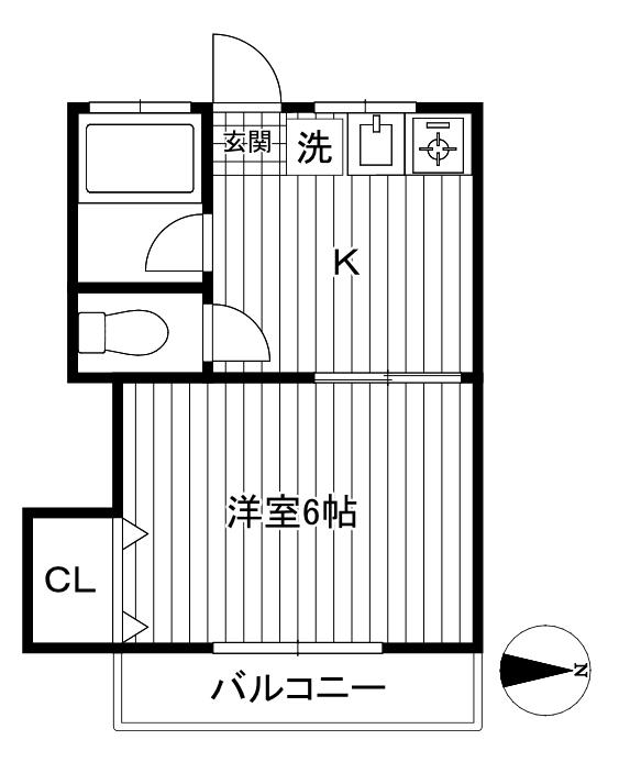 コア松原(1K/1階)の間取り写真