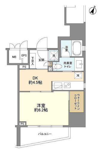 コノエ三番町(1DK/6階)の間取り写真