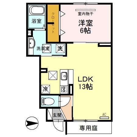 イースト VILLAGE 2015(1LDK/1階)の間取り写真