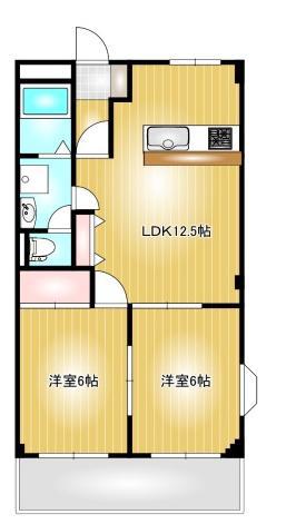 プレッソアール2(2LDK/2階)の間取り写真