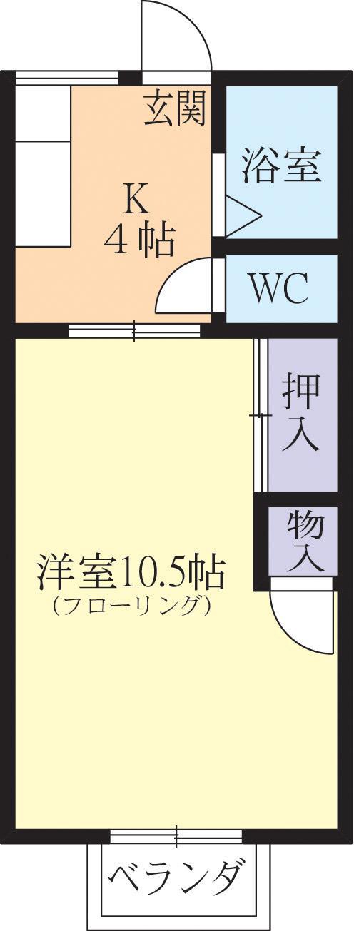 ベントラーズ荒川沖(1K/2階)の間取り写真